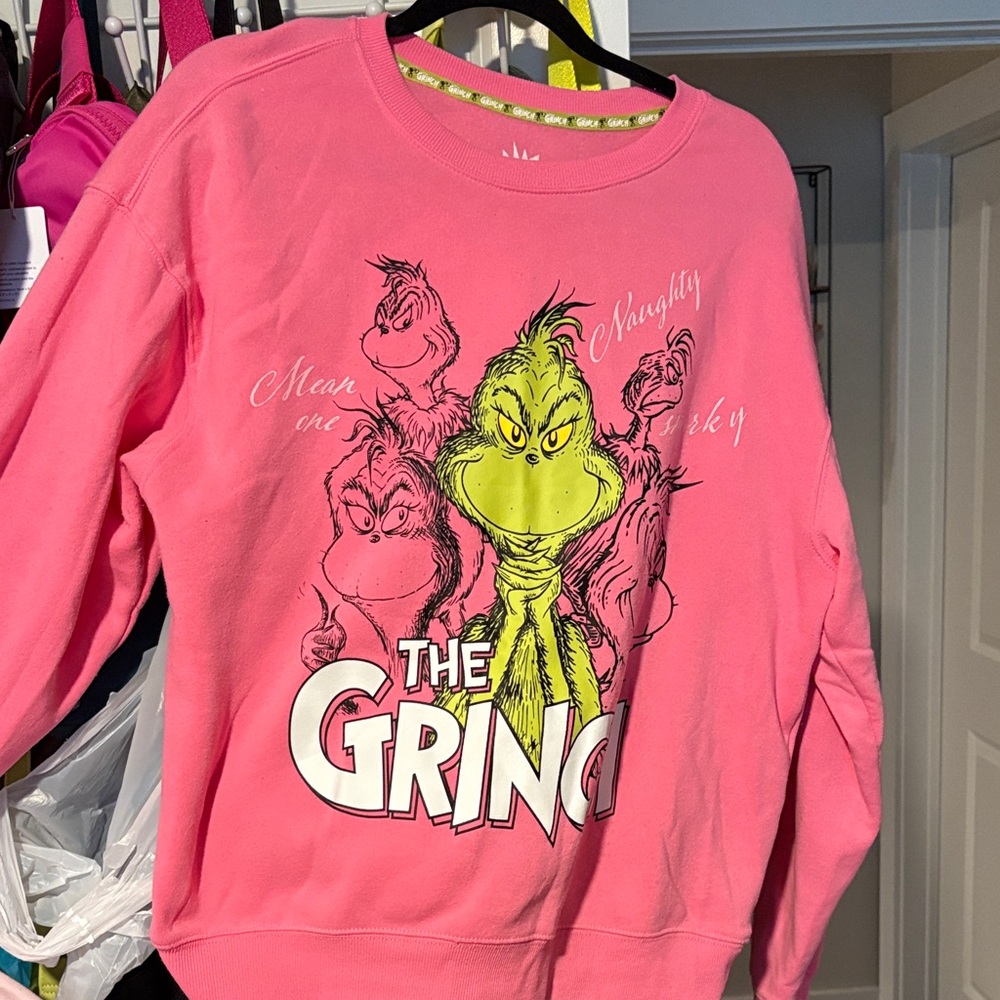 Dr. Seuss Pink Grinch Crew Neck Sweater